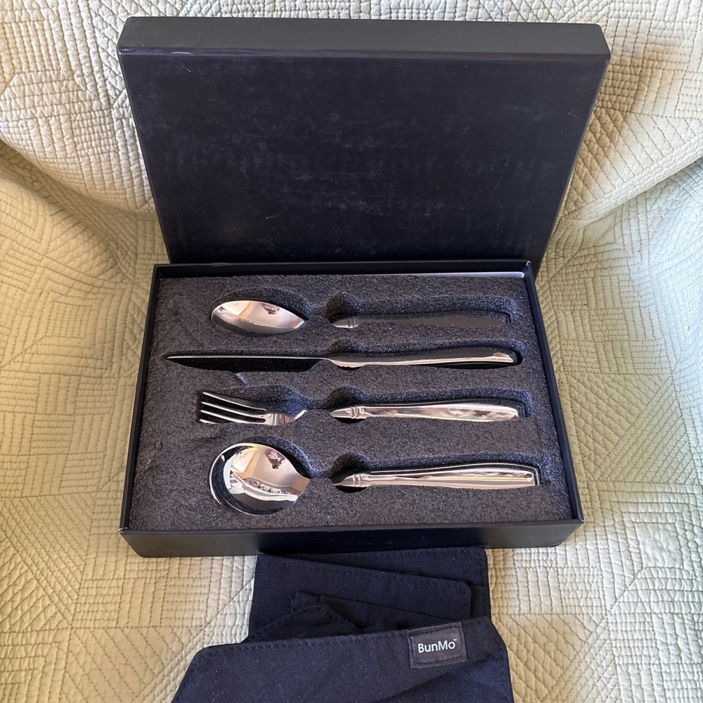 BunMo Weighted Silverware 4 Pc Adaptive Utensils Fork Knife 2 Spoons
